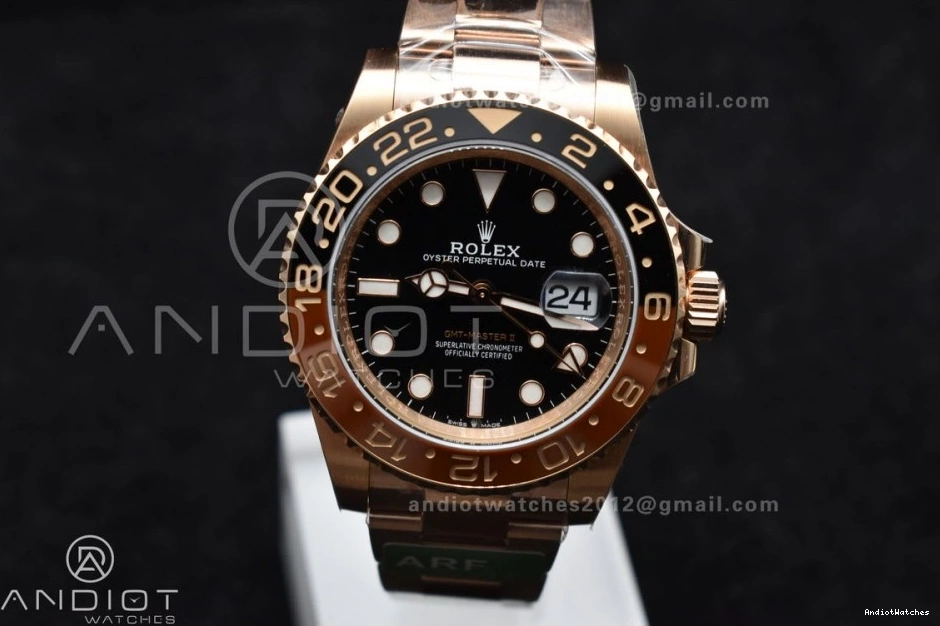 SS 864 ARF Edition II 1:1 CHS GMT Master New RG on SH3285 Bracelet 126715 CHNR 904L WrinkleFree Best 0325